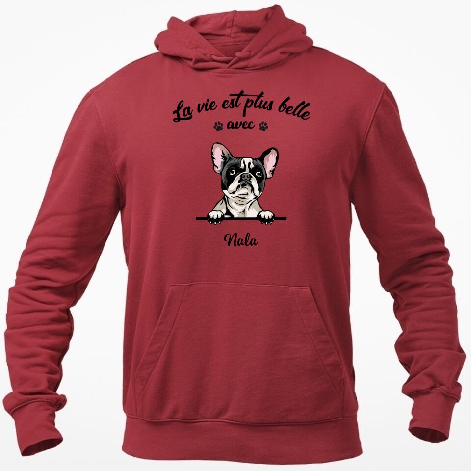 La Vie Est Plus Belle Avec Chats et Chiens - Sweat à Capuche Personnalisée