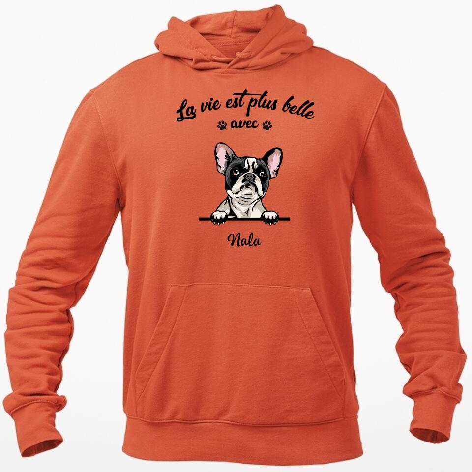La Vie Est Plus Belle Avec Chats et Chiens - Sweat à Capuche Personnalisée