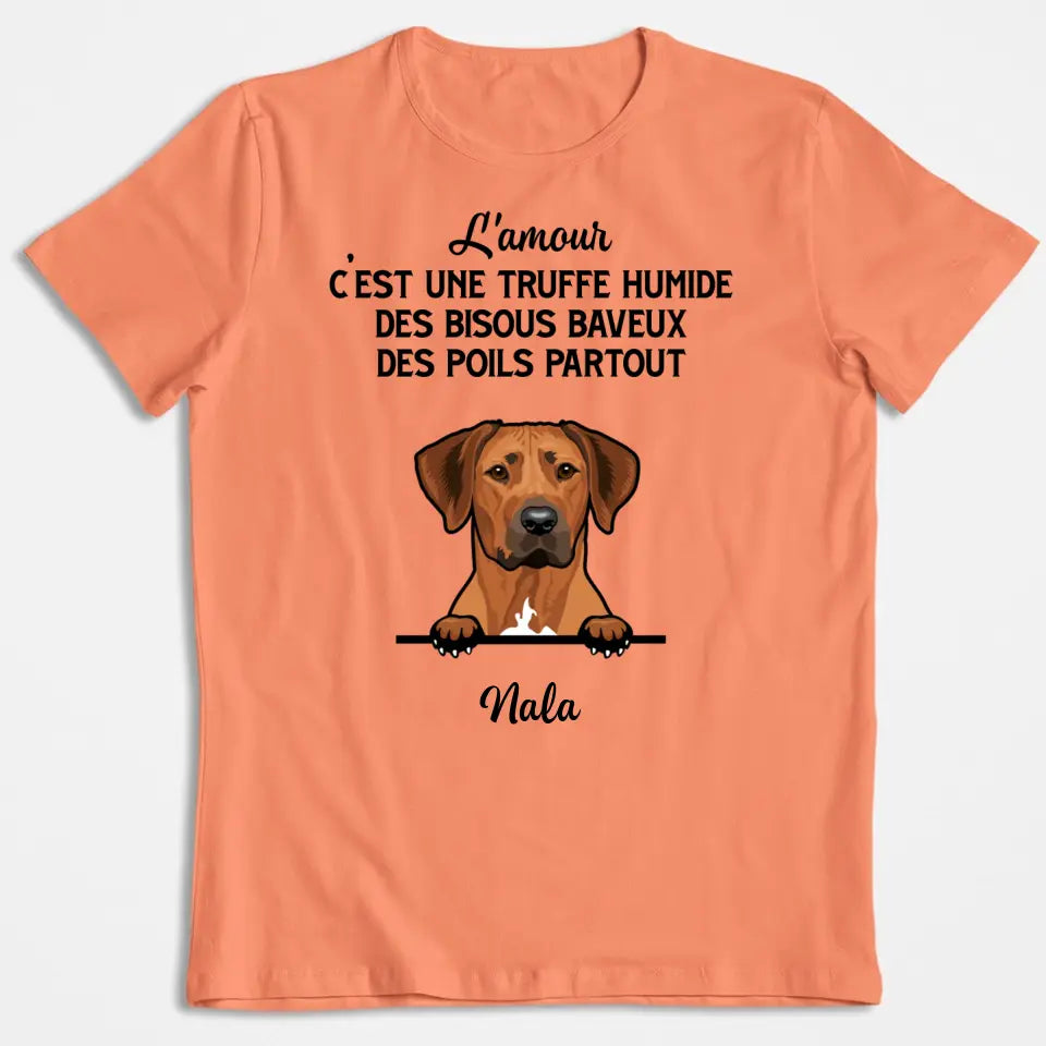 Love Is A Wet Nose Sloppy Kisses Hairs Everywhere - Personalisiertes Unisex-T-Shirt