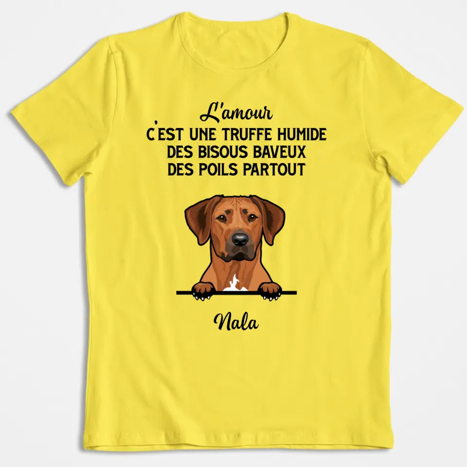 Love Is A Wet Nose Sloppy Kisses Hairs Everywhere - Personalisiertes Unisex-T-Shirt