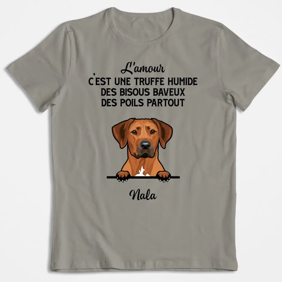 Love Is A Wet Nose Sloppy Kisses Hairs Everywhere - Personalisiertes Unisex-T-Shirt