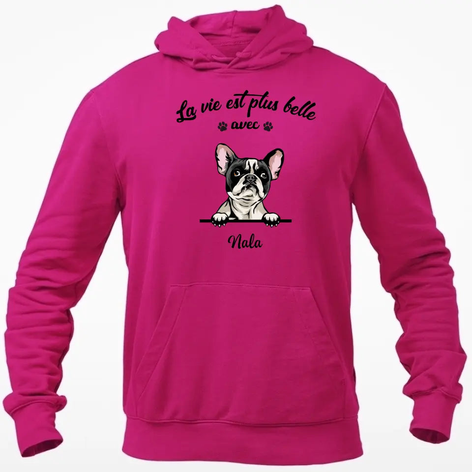 La Vie Est Plus Belle Avec Chats et Chiens - T-shirt Personnalisée