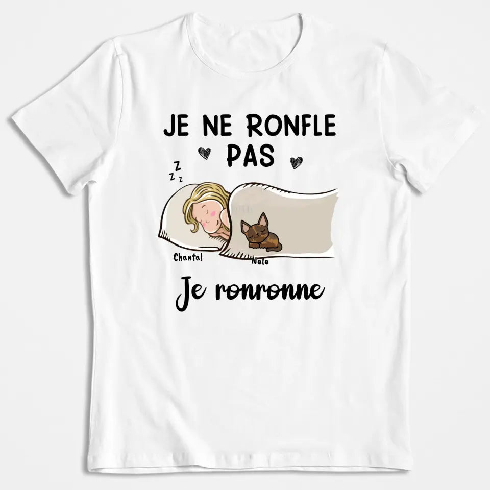 Je Ne Ronfle Pas, Je Ronronne - Chat - T-shirt Unisex Personnalisé