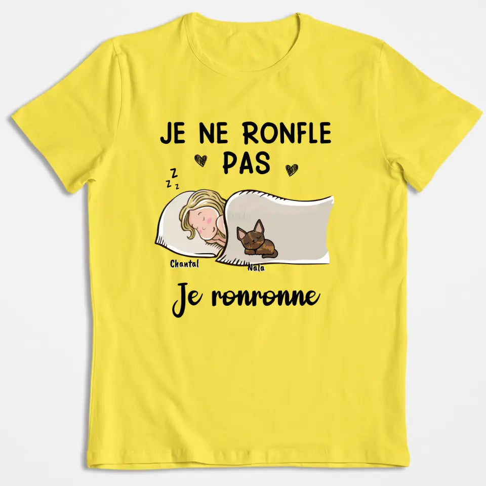 Je Ne Ronfle Pas, Je Ronronne - Chat - T-shirt Unisex Personnalisé