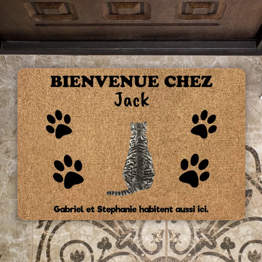 Personalisierte Fußmatte – „Welcome Home“, Katzen-Fußmatte, Katzenteppich