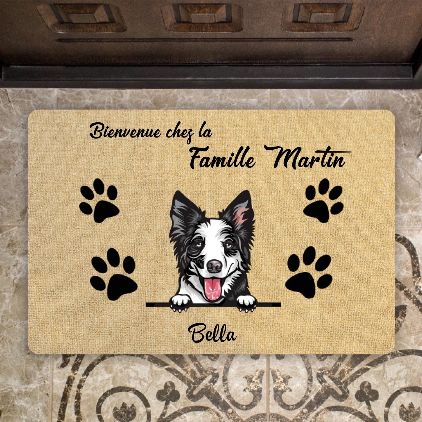Paillasson Personnalisé Chien et Chat – Bienvenue chez la Famille