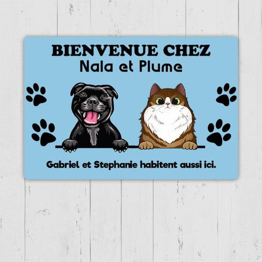 "Bienvenue Chez" - Plaque de porte personnalisée