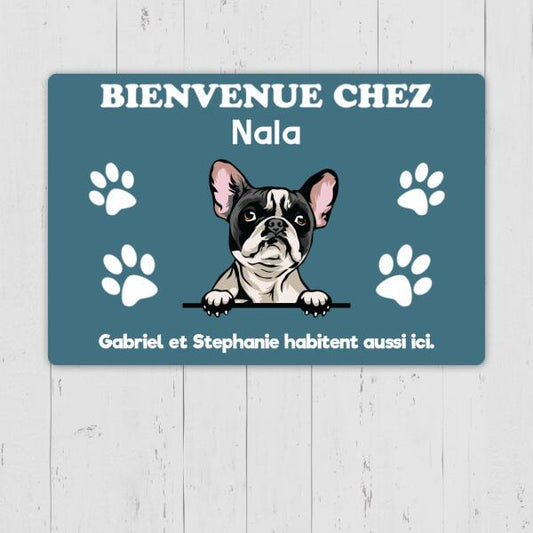 "Bienvenue Chez" - Plaque de porte personnalisée