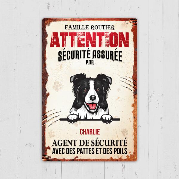 Attention - Sécurité Assurée - Plaque de porte personnalisée