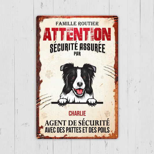 Attention - Sécurité Assurée - Plaque de porte personnalisée