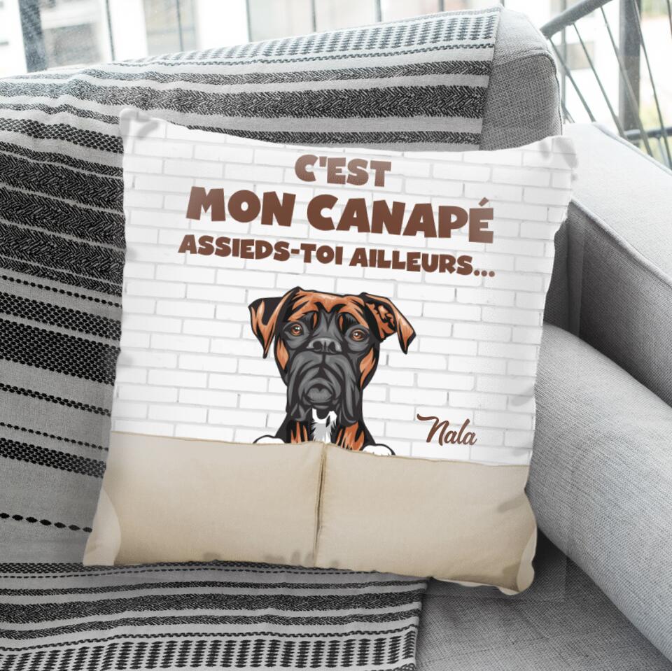 Notre Canapé (Chien) - Coussin Personnalisé