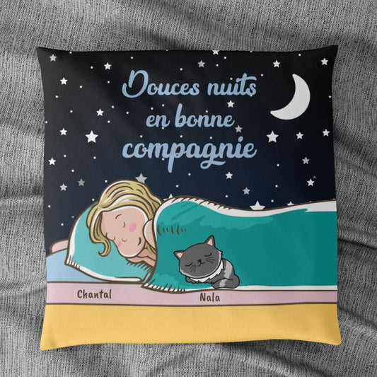 Douces nuits en bonne compagnie - Coussin 
Personnalisé