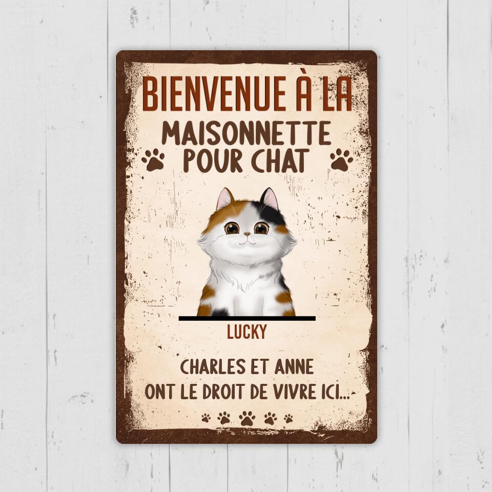 Bienvenue À La Maisonnette Pour Chat - Plaque de porte personnalisée