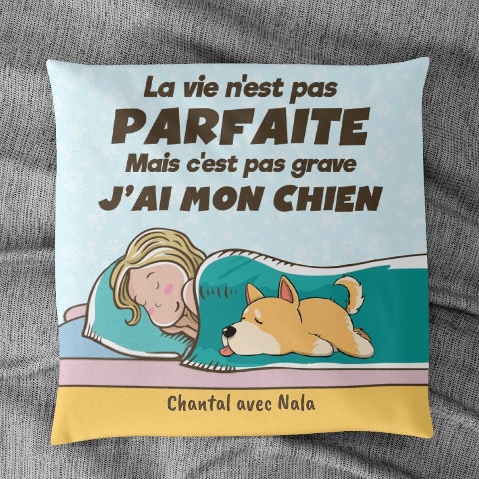 Das Leben ist nicht perfekt (Hund) – personalisiertes Kissen