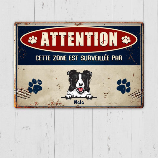 Attention - Cette Zone Est Surveillée Par... - Plaque de porte personnalisée