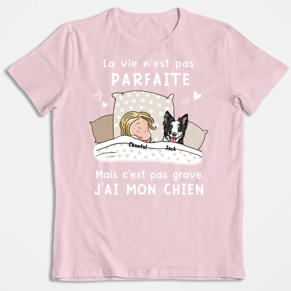 Das Leben ist nicht perfekt, aber es ist okay – personalisiertes Hunde-T-Shirt