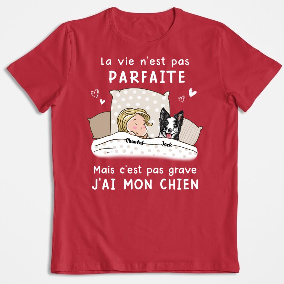 Das Leben ist nicht perfekt, aber es ist okay – personalisiertes Hunde-T-Shirt