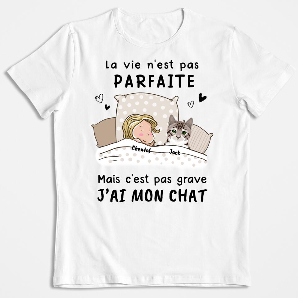 Das Leben ist nicht perfekt, aber es ist okay – personalisiertes Katzen-T-Shirt