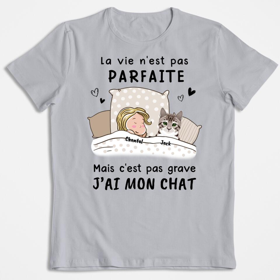 Das Leben ist nicht perfekt, aber es ist okay – personalisiertes Katzen-T-Shirt