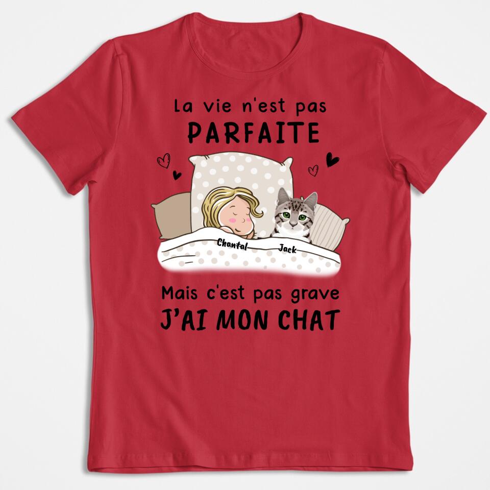 Das Leben ist nicht perfekt, aber es ist okay – personalisiertes Katzen-T-Shirt