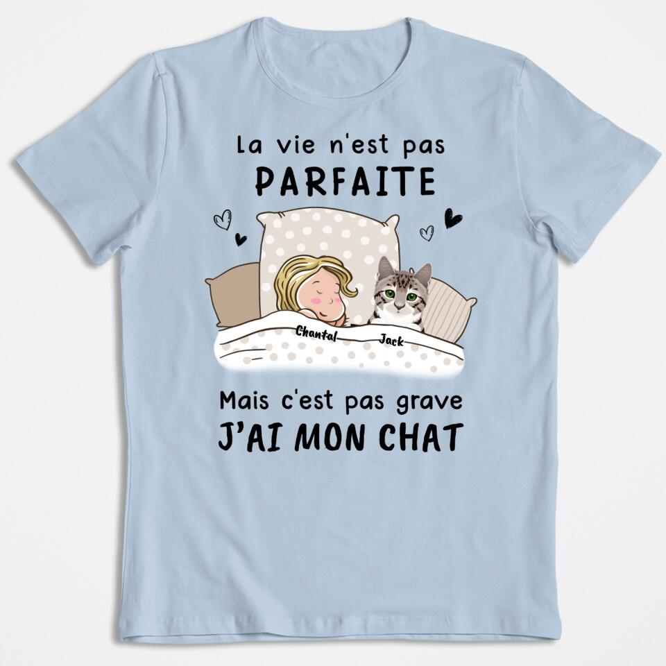 Das Leben ist nicht perfekt, aber es ist okay – personalisiertes Katzen-T-Shirt