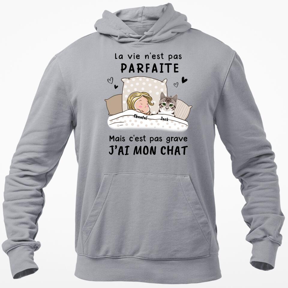 Das Leben ist nicht perfekt, aber es ist okay – personalisiertes Katzen-T-Shirt