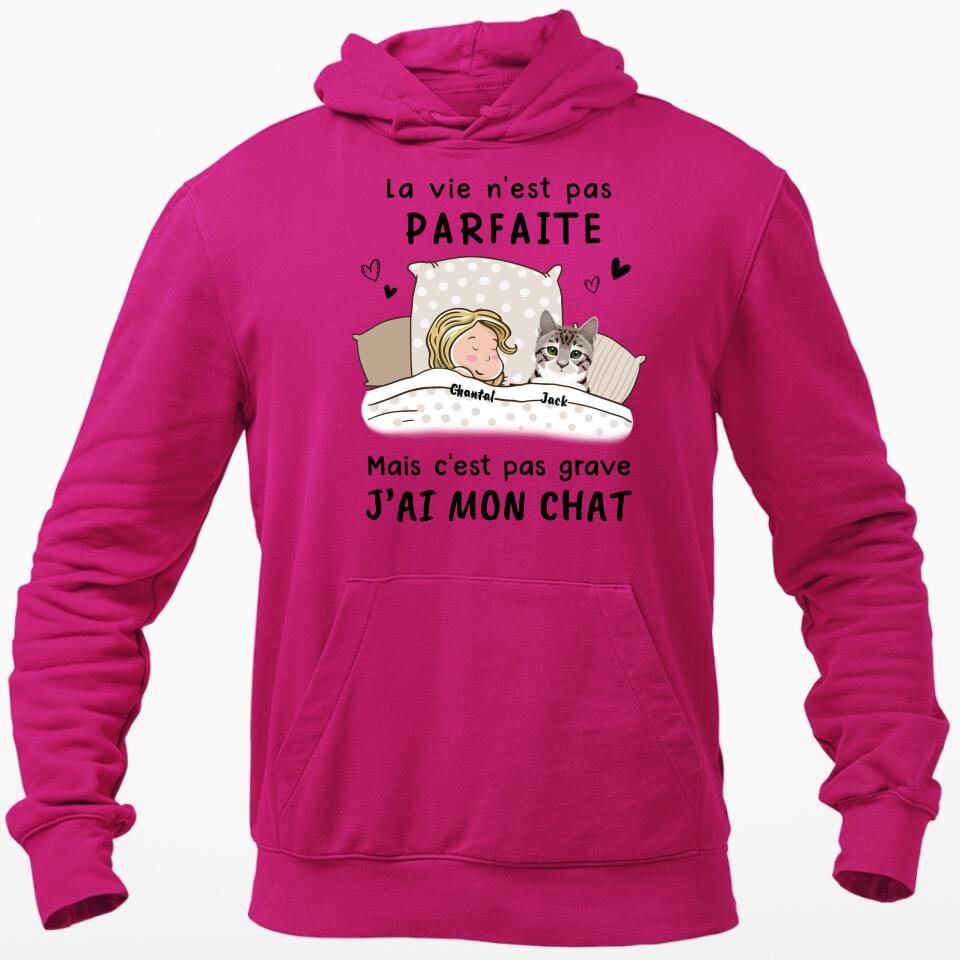 Das Leben ist nicht perfekt, aber es ist okay – personalisiertes Katzen-T-Shirt