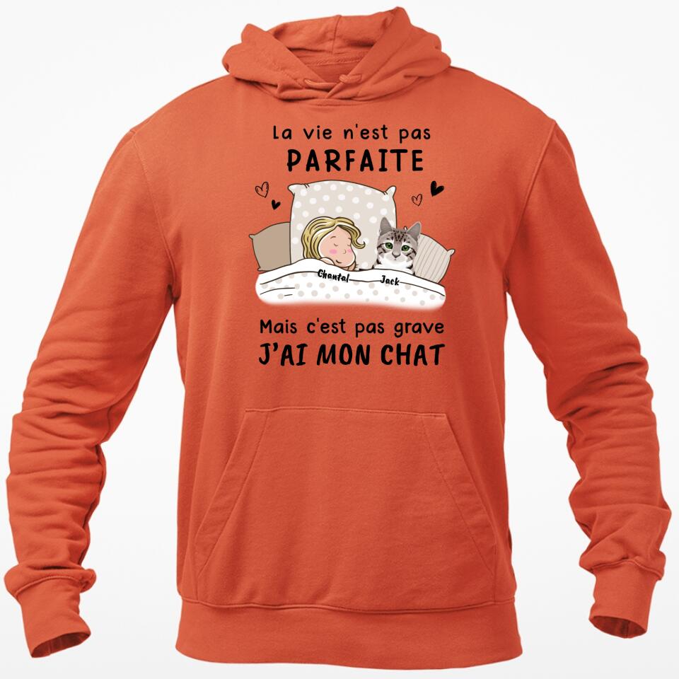 Das Leben ist nicht perfekt, aber es ist okay – personalisiertes Katzen-T-Shirt