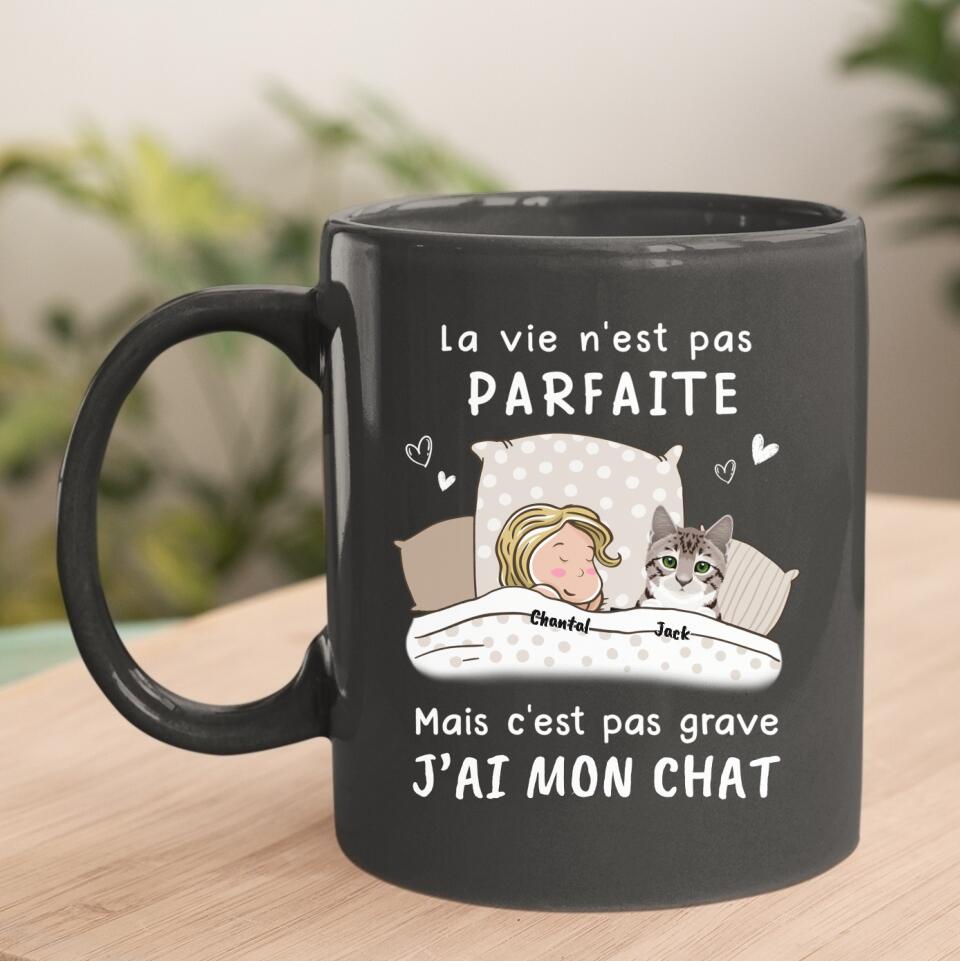 Das Leben ist nicht perfekt, aber es ist okay – personalisiertes Katzen-T-Shirt